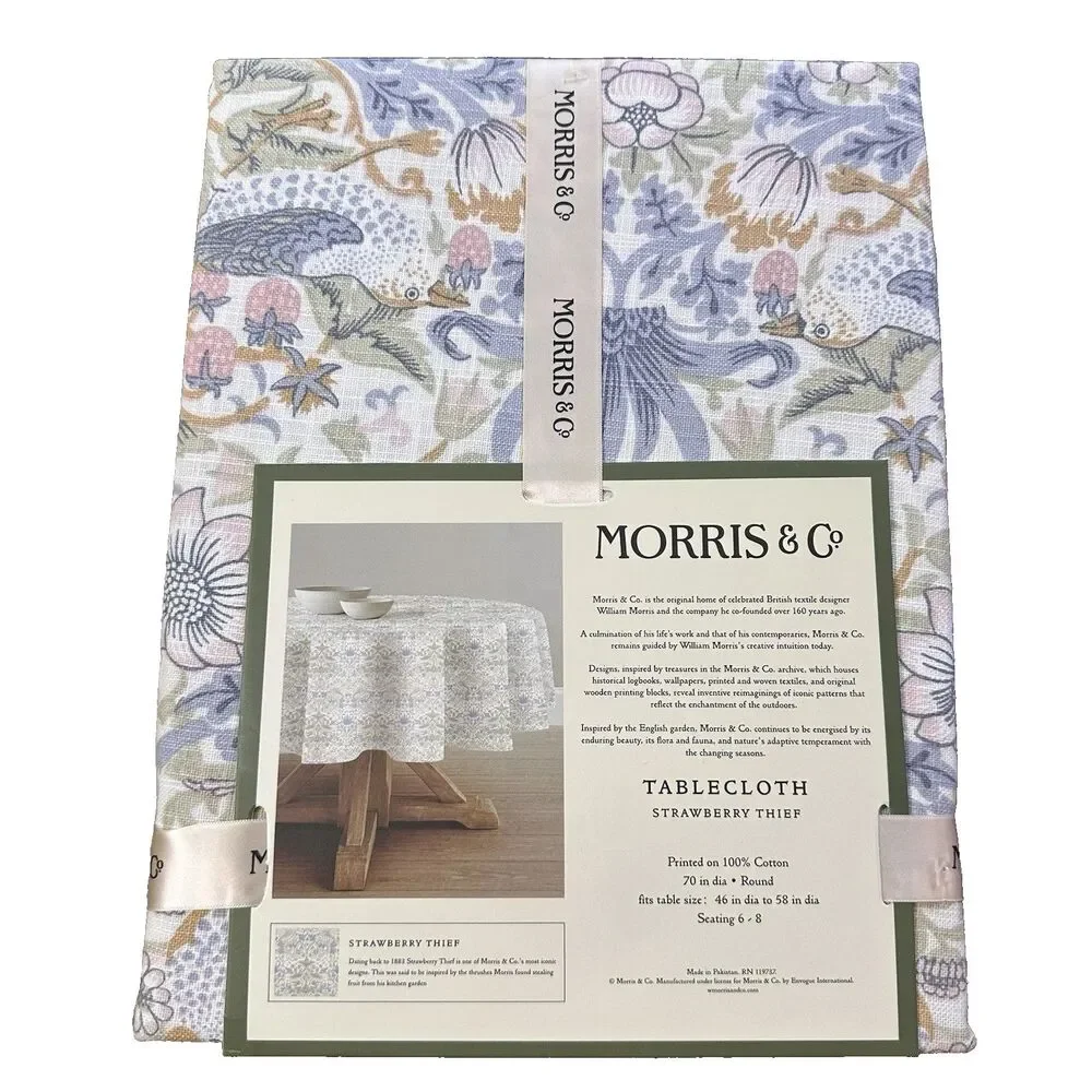 William Morris & Co Strawberry Thief Floral Tablecloth 70